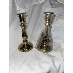 New VINTAGE Pair Of 2 Gallery Originals Convertible Solid Brass Candlesticks